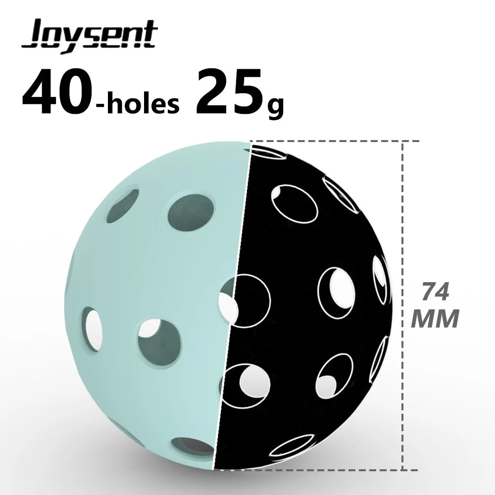 Two halves of a spherical object with 'Joysent' branding, showing 40 holes and weight 25g, on a white background.