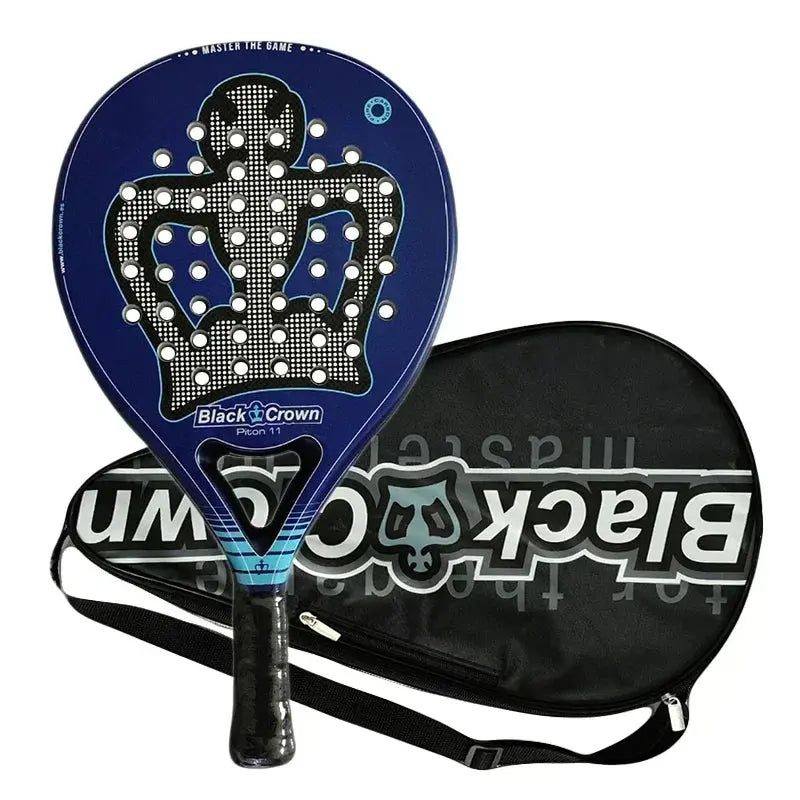 Blue paddle with black carrying case on a white background