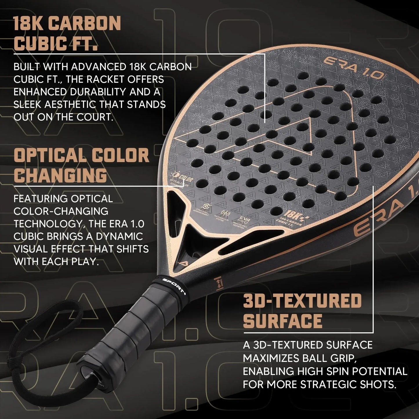 AMASPORT 18K Carbon Cubic Padel Racket: Expert Control, Explosive Power. Ace Padel Gear