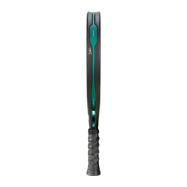 Baseball bat with green and gray design on a white background