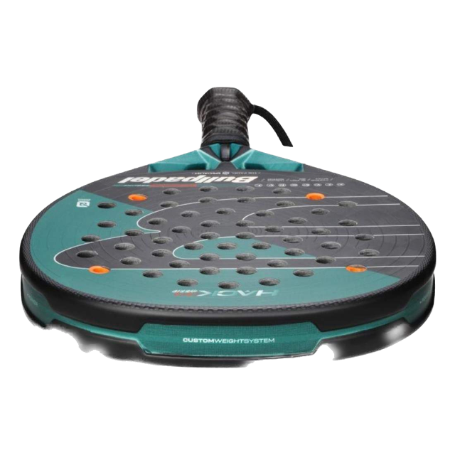 Green and black paddle with brand logo on a white background