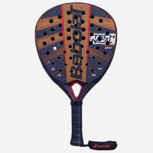 Babolat tennis racket with a colorful design on a white background