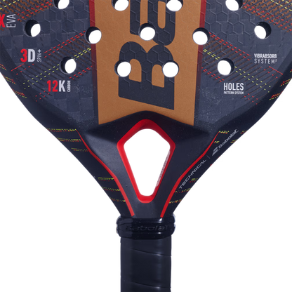 Close-up of a Wilson pickleball paddle with branding and text on a white background