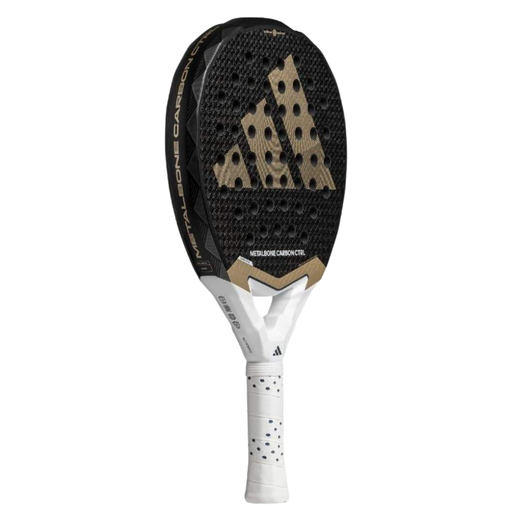 Paddle with black and gold design on a white background