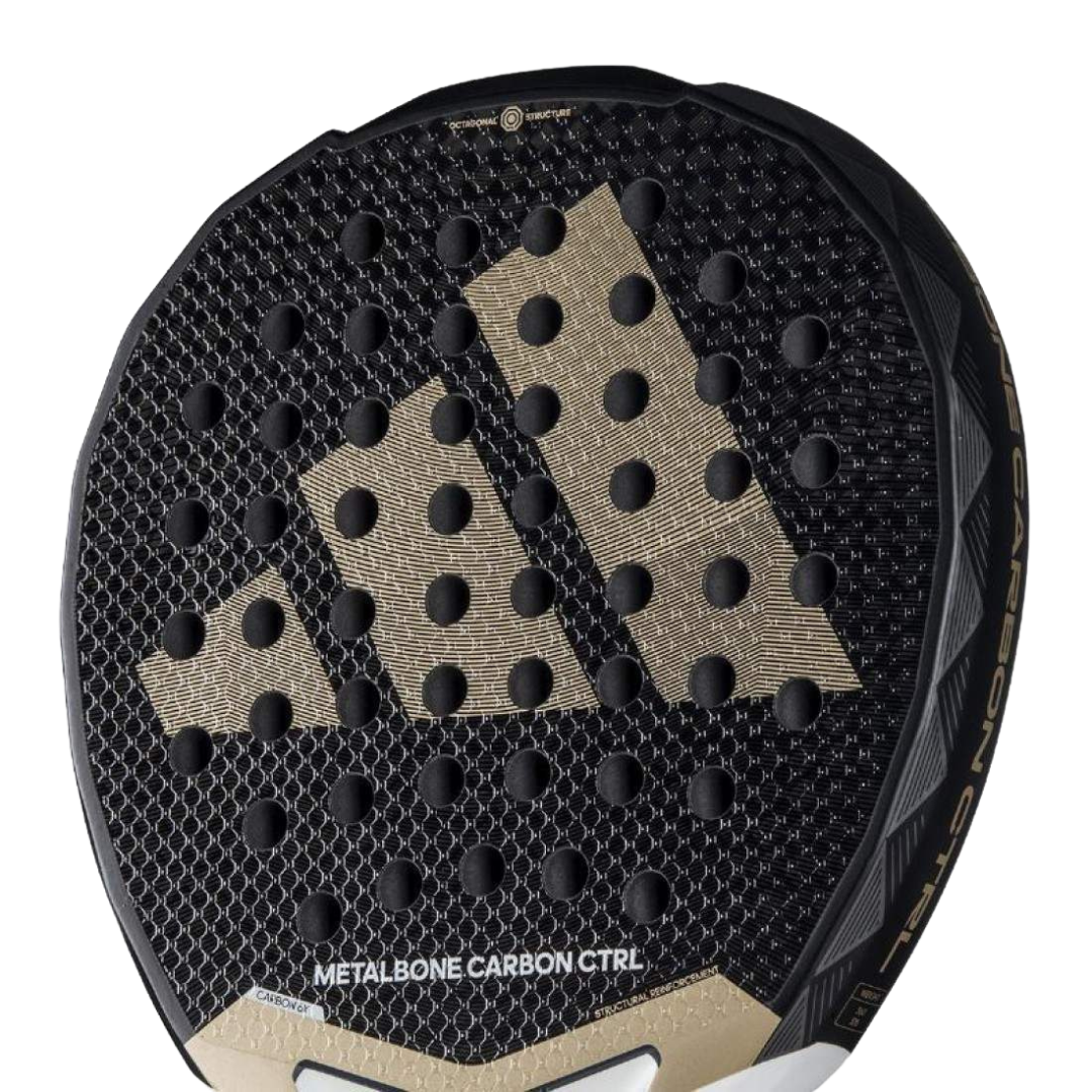 Adidas metalbone carbon CTRL pad with black and beige design on a white background