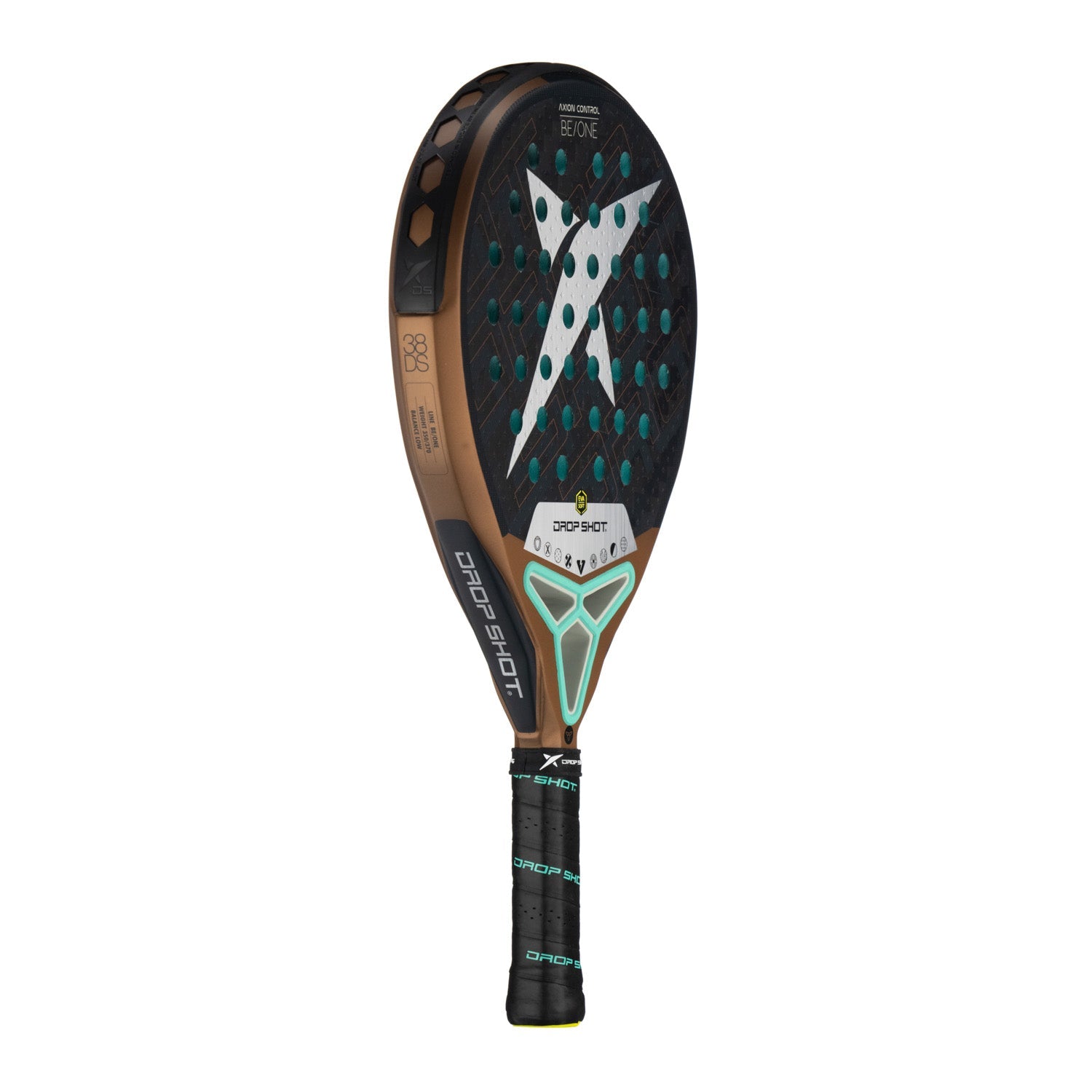 Paddle racket with brand logo on a white background