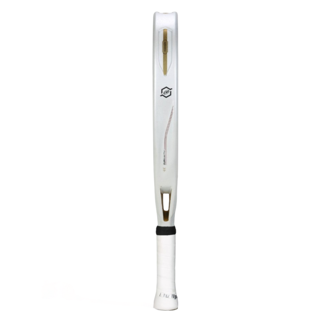 White baseball bat with black and gold accents on a white background