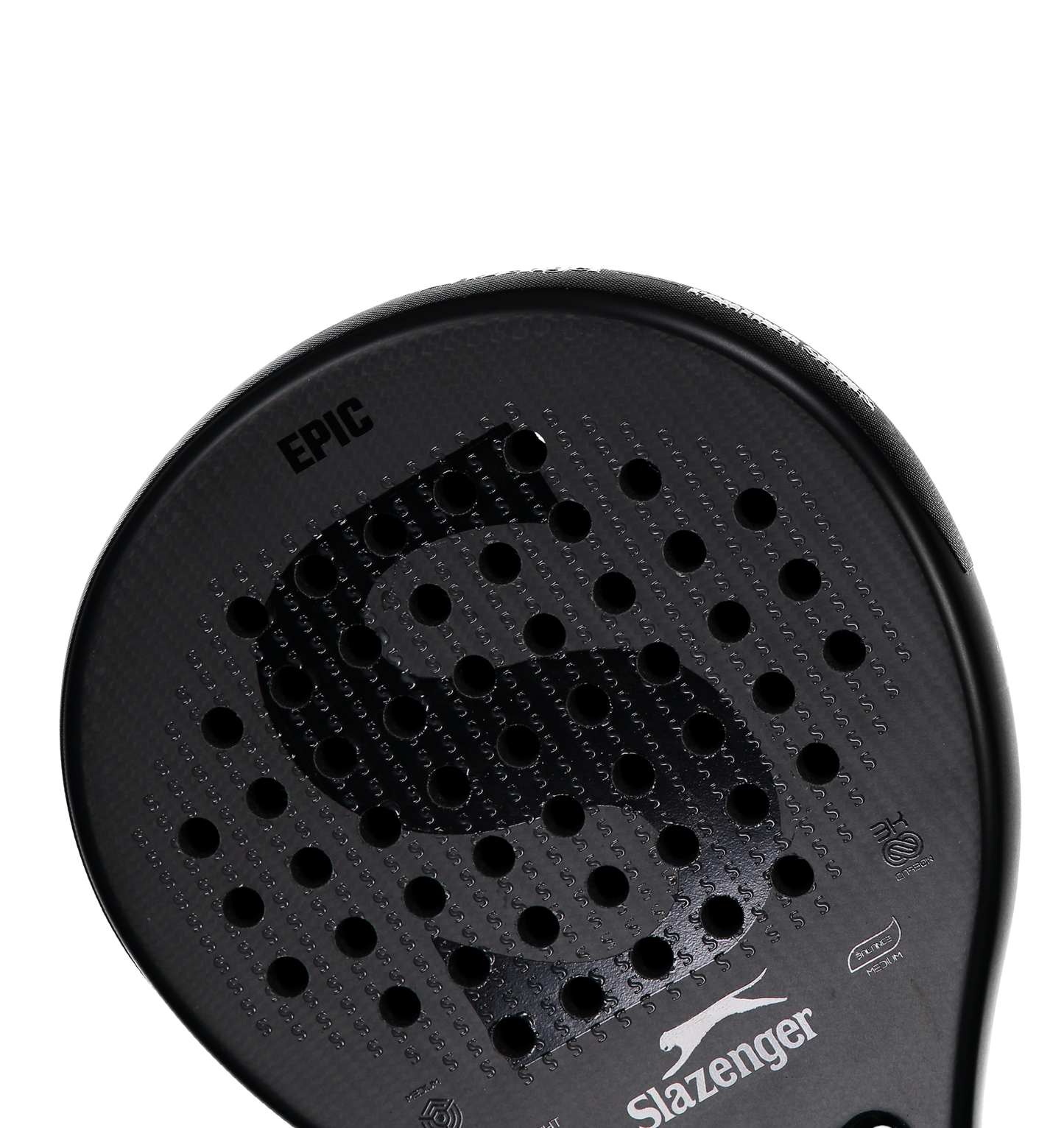Black Slazenger paddle with 'Epic' branding on a white background