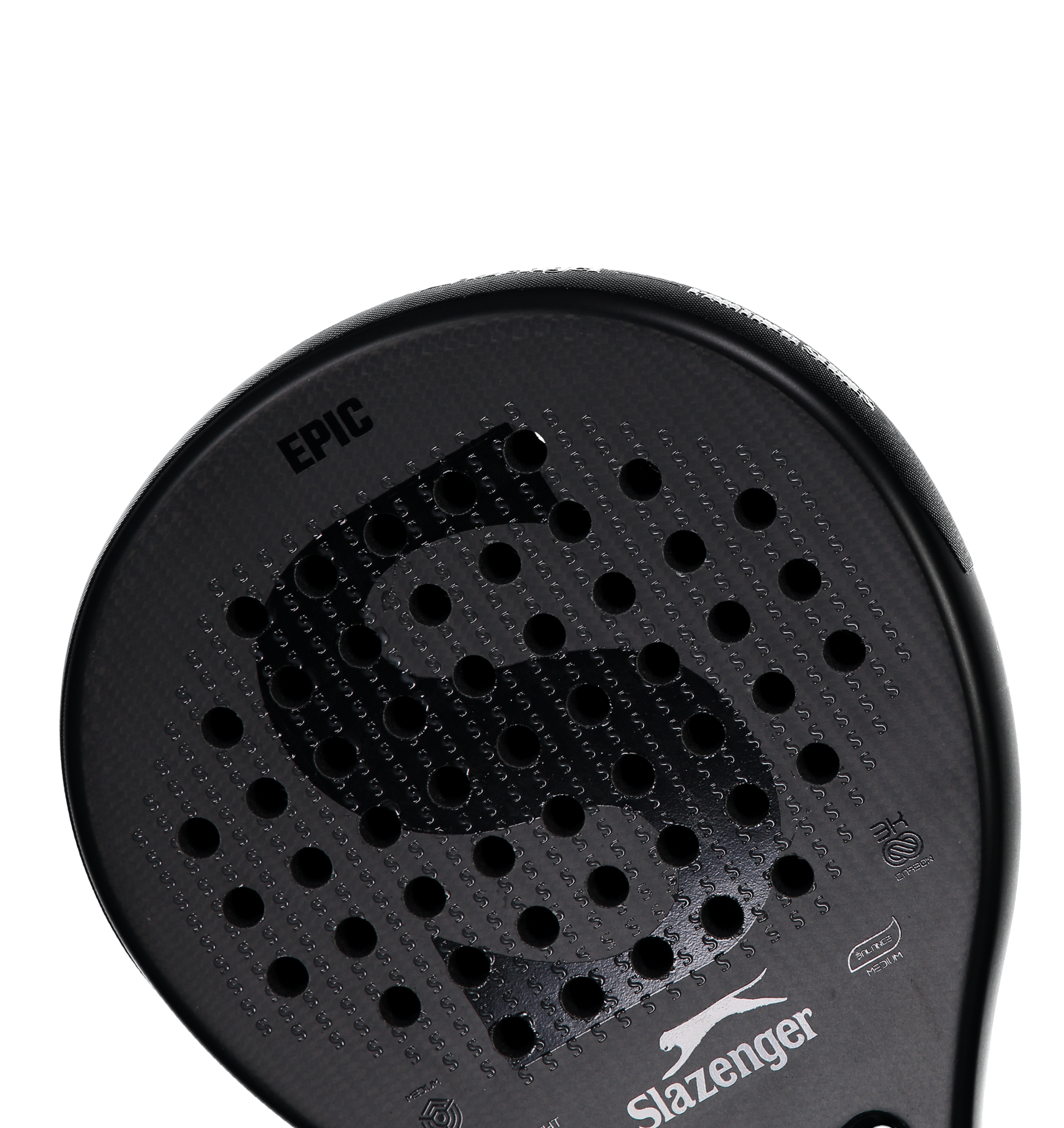 Black Slazenger paddle with 'Epic' branding on a white background
