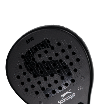 Black Slazenger paddle with 'Epic' branding on a white background
