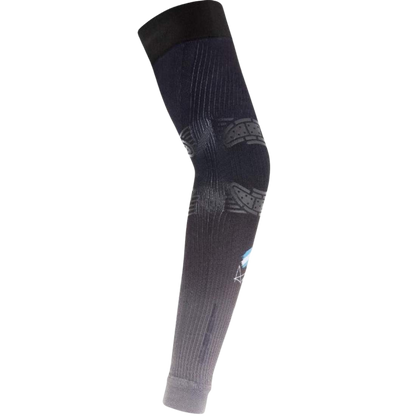 Black and gray compression sleeve on a white background