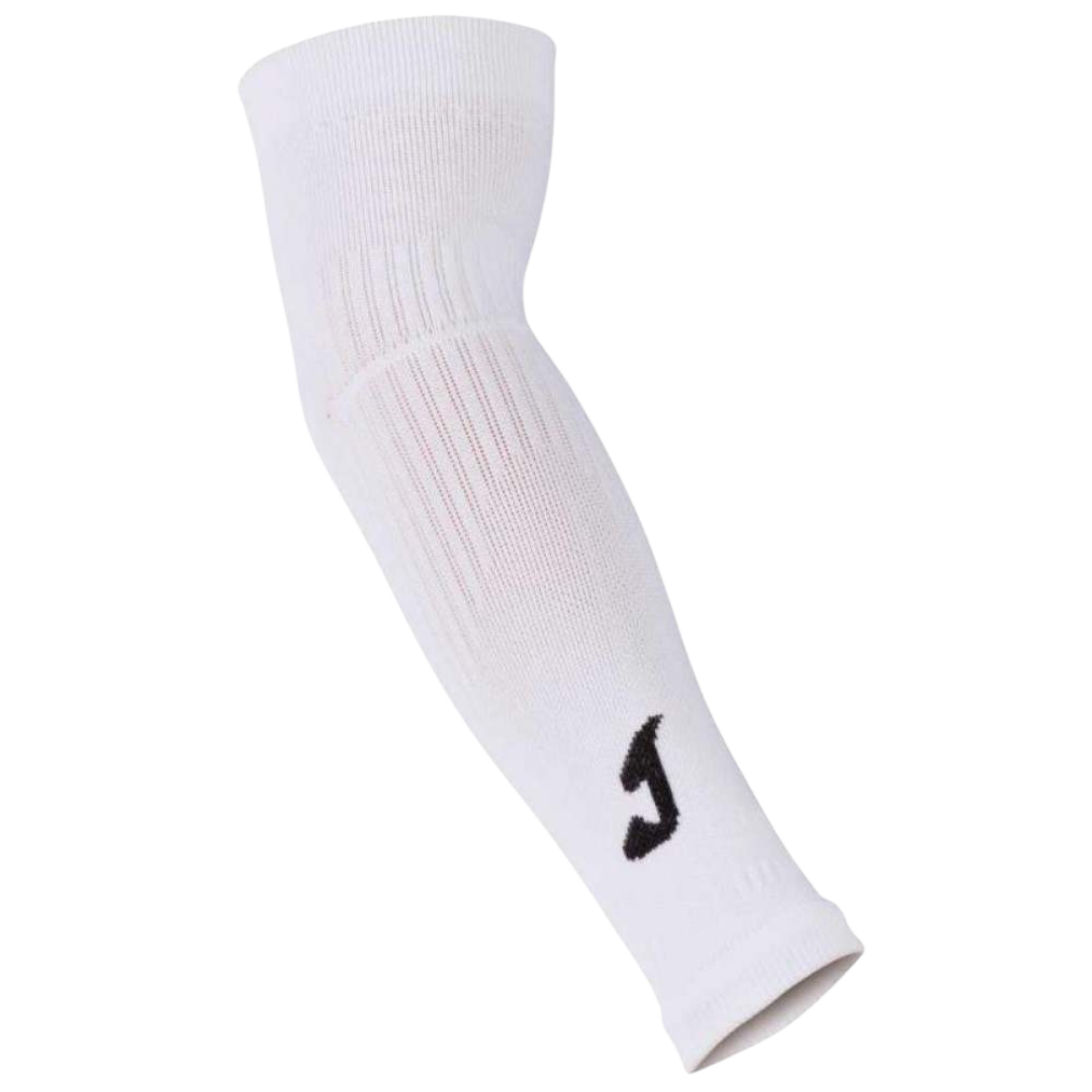 White elbow pad with a black logo on a white background