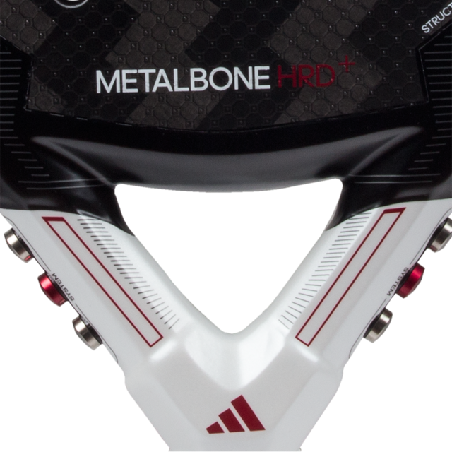 Close-up of a sports helmet with 'Metalbone HRD+' and Adidas branding.