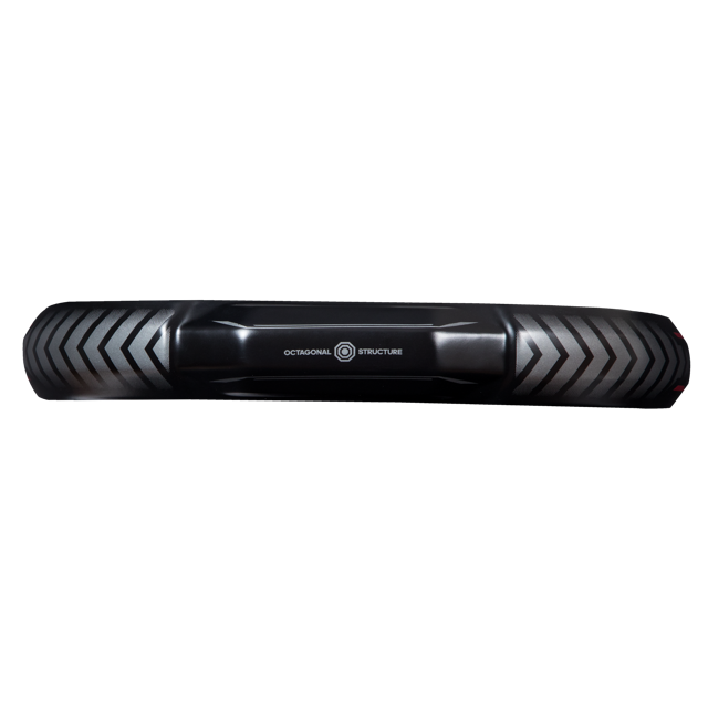 Black cylindrical object with textured surface on a white background