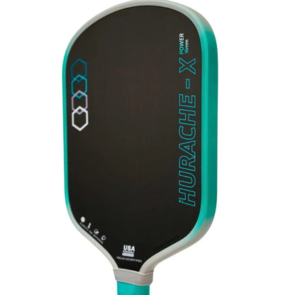 Pickleball paddle with 'Hurache X' branding on a white background
