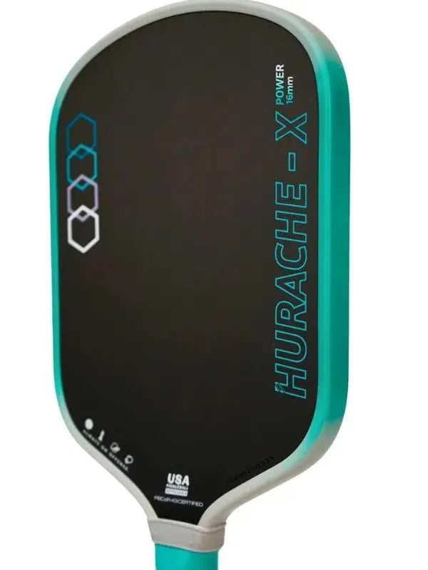 Pickleball paddle with 'Hurache X' branding on a white background