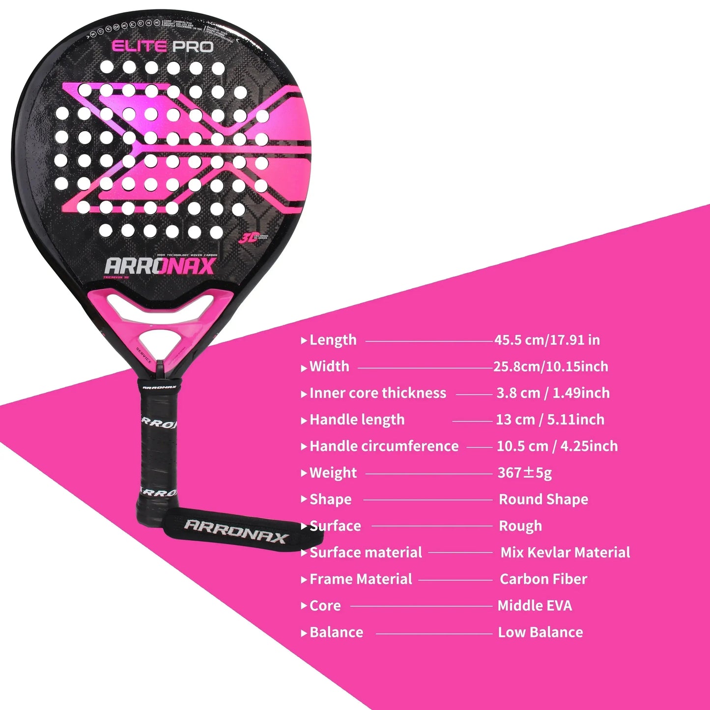 ARRONAX 2024 Padel Racket - Carbon Fiber Soft EVA Face Ace Padel Gear