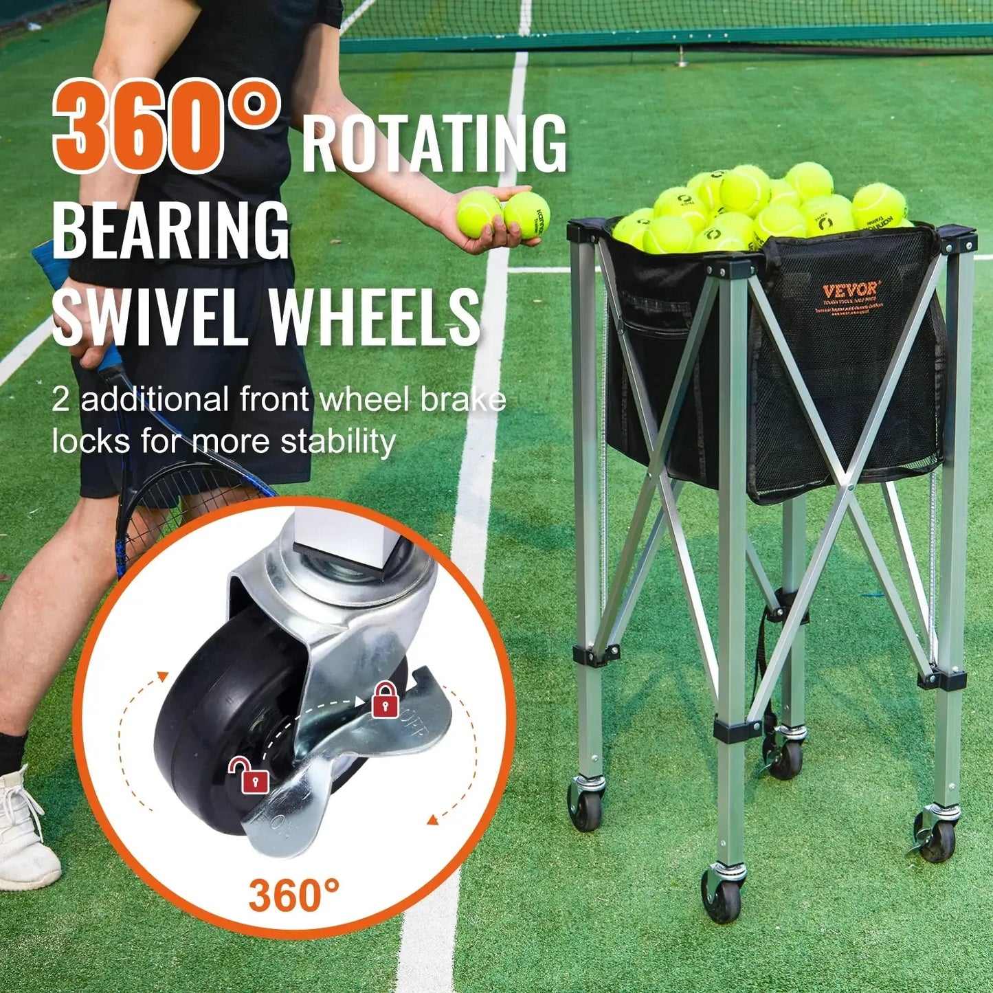 150-180 Ball Capacity Foldable Cart with Wheels - Easy Transport Ace Padel Gear