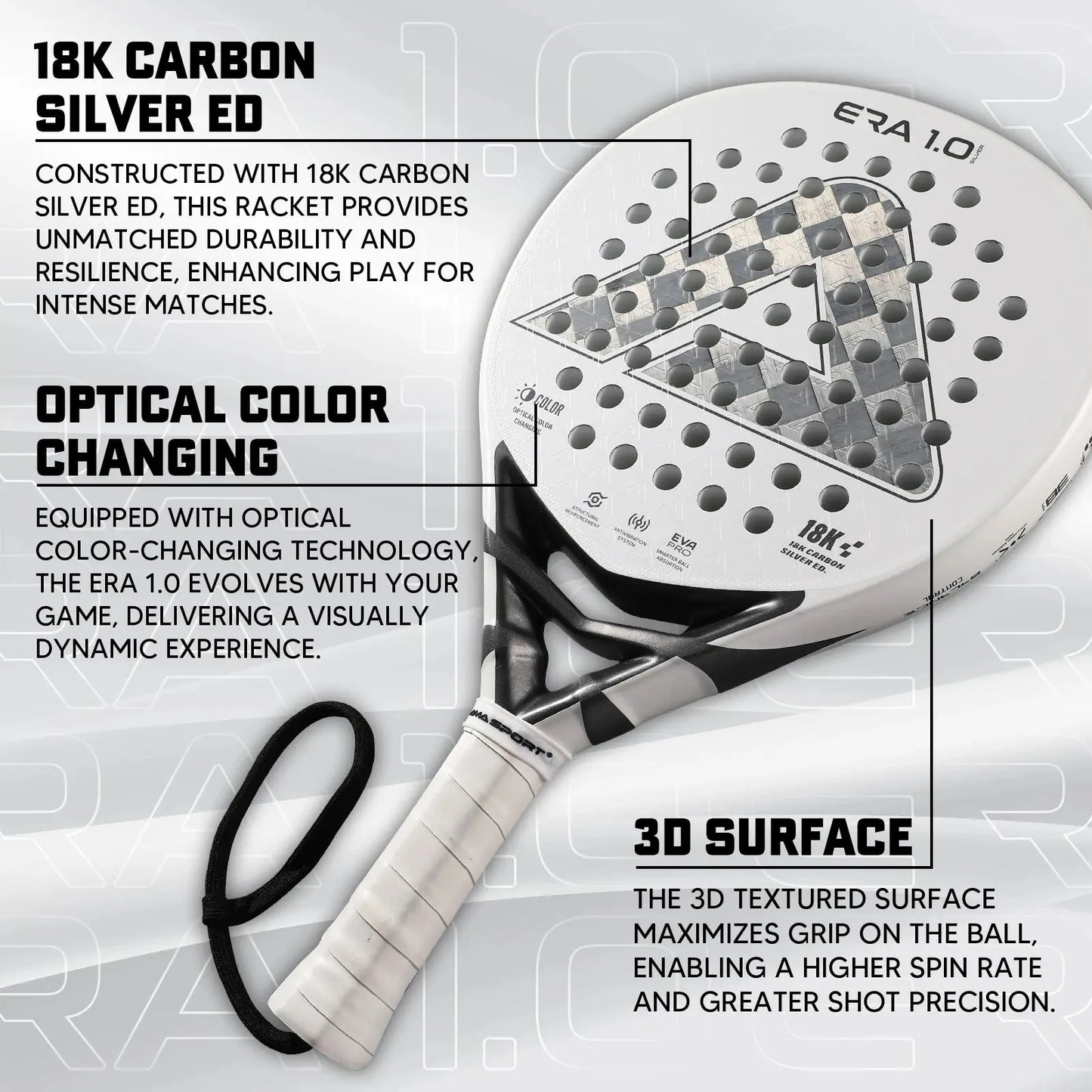 AMASport 18K Carbon Padel Racket - Back View
