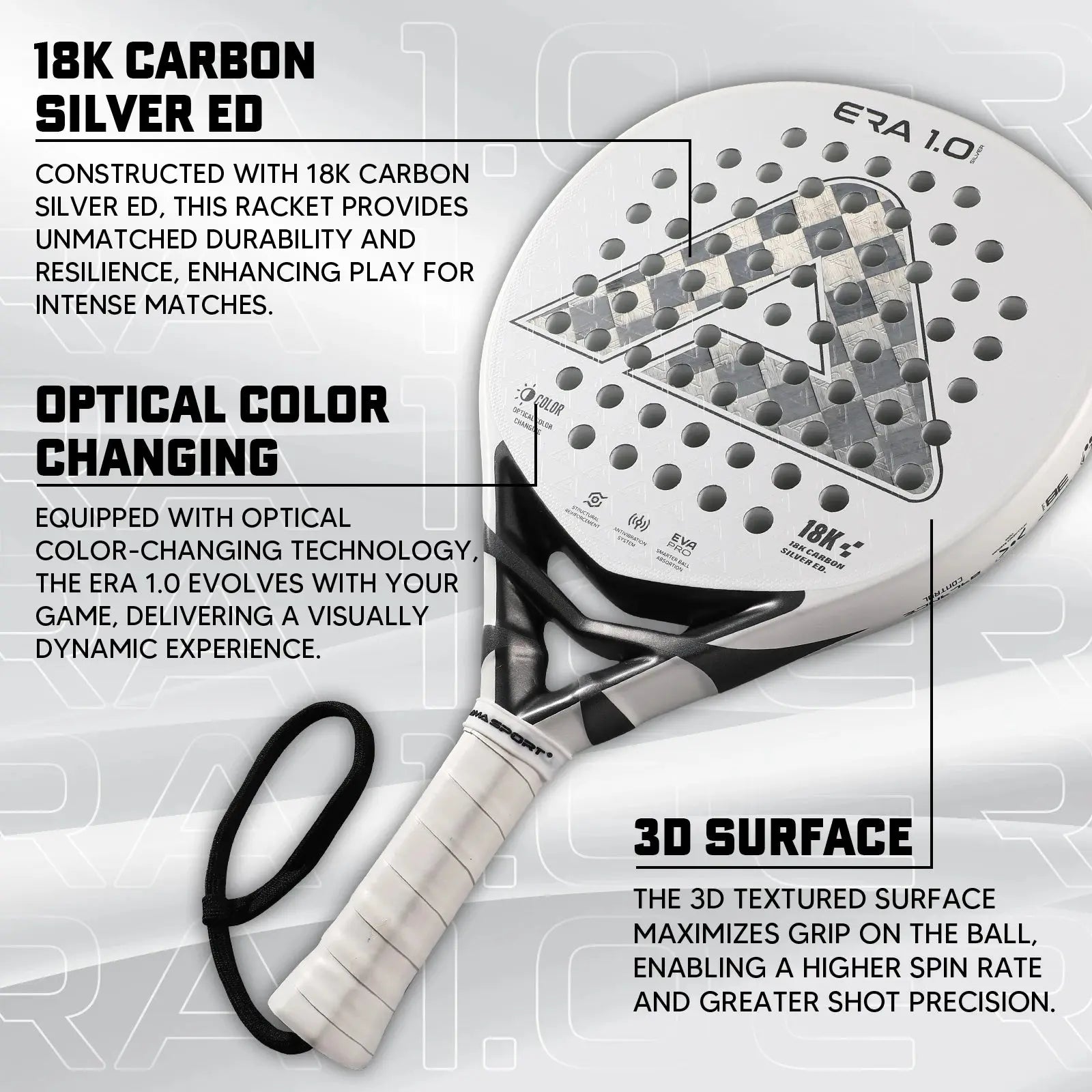 AMASport 18K Carbon Padel Racket - Back View