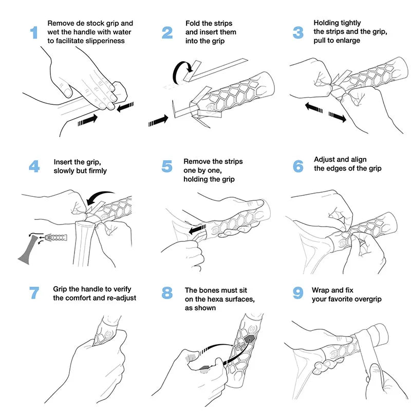 Step-by-step guide on how to wrap a handle grip with strips