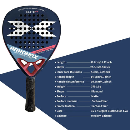 ARRONAX 2024 Padel Racket - Carbon Fiber Soft EVA Face Ace Padel Gear