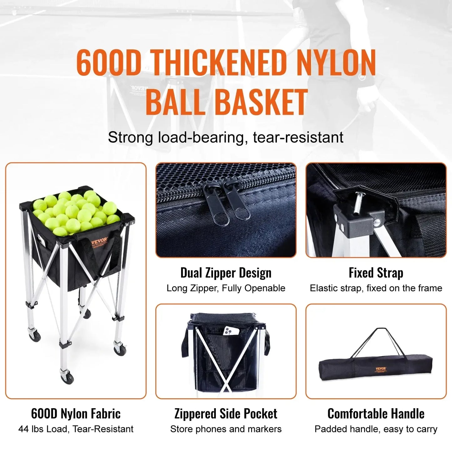 150-180 Ball Capacity Foldable Cart with Wheels - Easy Transport Ace Padel Gear