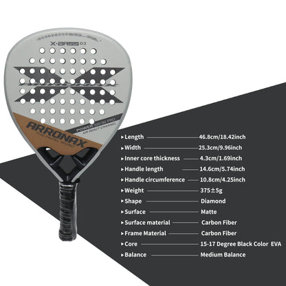 ARRONAX 2024 Padel Racket - Carbon Fiber Soft EVA Face Ace Padel Gear