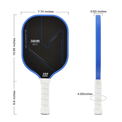 Pickleball paddle with measurements on a white background