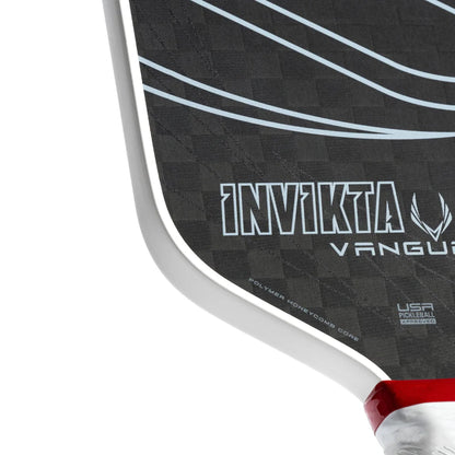 Close-up of aInvikta Vangu paddle with branding on a white background