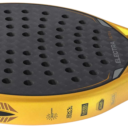Yellow and black paddle with 'Electra' branding on a white background