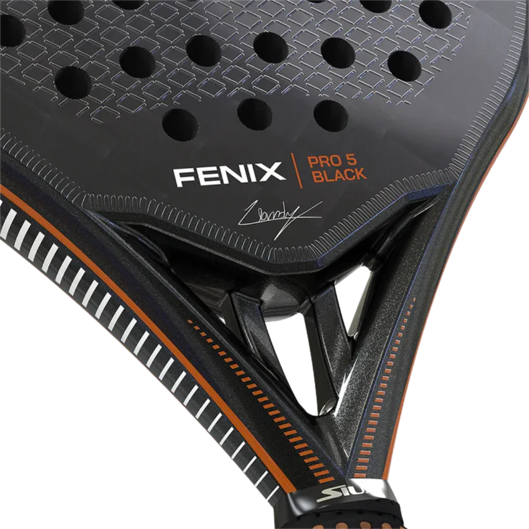 Fenix Pro 5 Black padel racket on a white background
