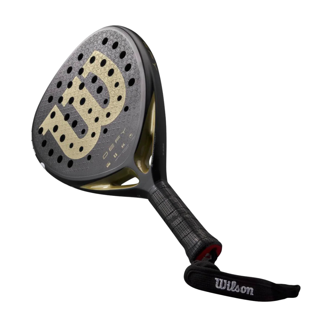 Gray and black Wilson tennis racket on a white background