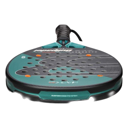 Green and black paddle with brand logo on a white background